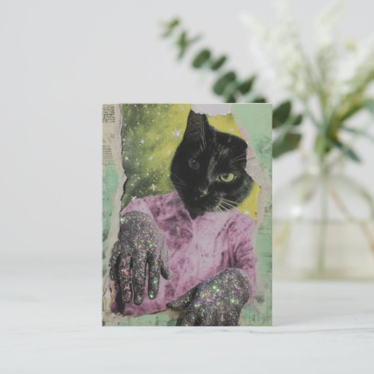 Black Cat Collage Briefkaart (Staand voorkant)
