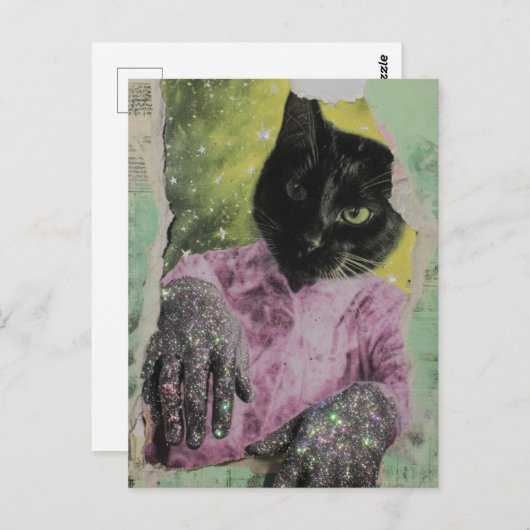 Black Cat Collage Briefkaart (Voorkant / Achterkant)