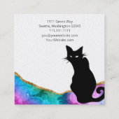 Black Cat Colorful Abstract Square Visitekaartje (Achterkant)