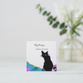Black Cat Colorful Abstract Square Visitekaartje (Staand voorkant)