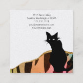 Black Cat Colorful Abstract Square Visitekaartje (Achterkant)