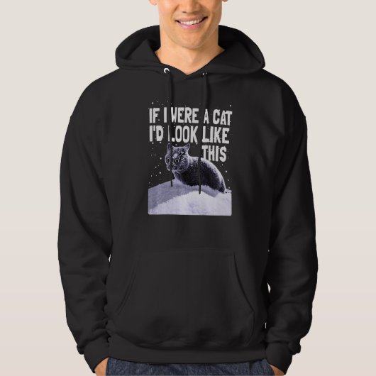 Black Cat Crazy Kat als ik een kat was Hoodie (Voorkant)