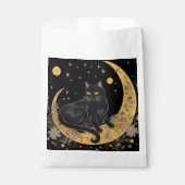 Black Cat Crescent Moon Bloemen Gelukkig Halloween Bedankzakje (Voorkant)