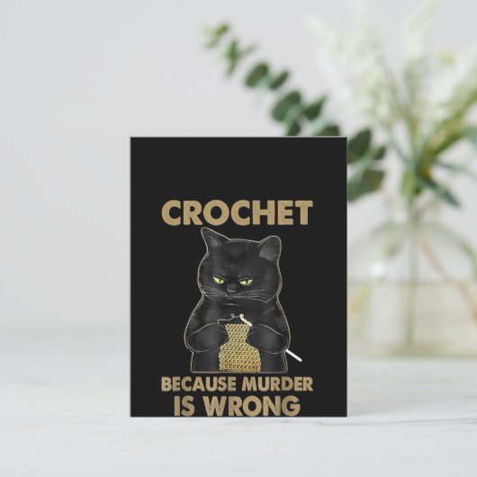 Black Cat Crochet omdat de moord verkeerd is Bedankkaart (Staand voorkant)
