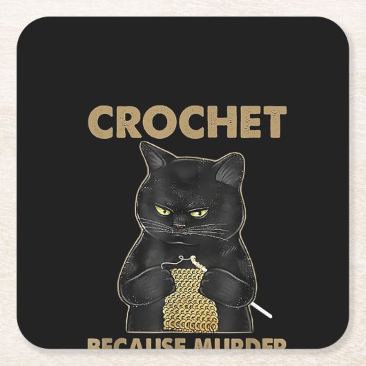 Black Cat Crochet omdat de moord verkeerd is Kartonnen Onderzetters (Voorkant)