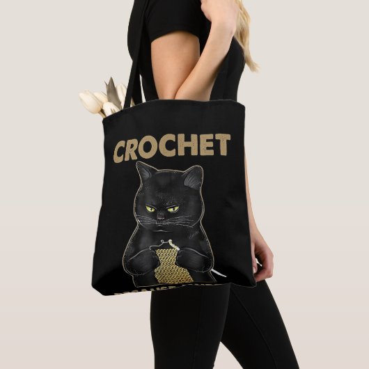 Black Cat Crochet omdat de moord verkeerd is Tote Bag (Dichtbij)