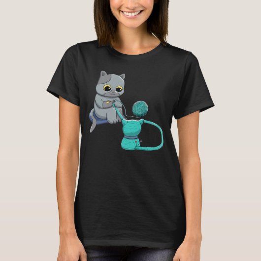 Black Cat Crochet omdat Murder verkeerd getikt is T-shirt (Voorkant)