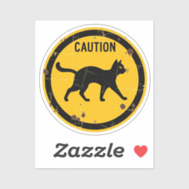 Black Cat Crossing - Halloween waarschuwingsbord Sticker