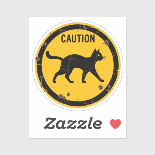 Black Cat Crossing - Halloween waarschuwingsbord Sticker (Vel)