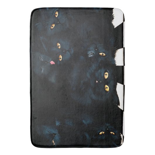 Black Cat Cuddle Badmat (Voorkant Verticaal)