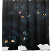 Black Cat Cuddle Douchegordijn (Voorkant)