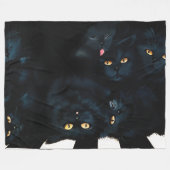 Black Cat Cuddle Fleece Deken (Voorkant (Horizontaal))