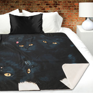 Black Cat Cuddle Sherpa Deken