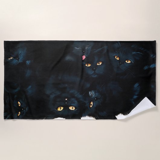 Black Cat Cuddle Strandlaken (Voorkant)