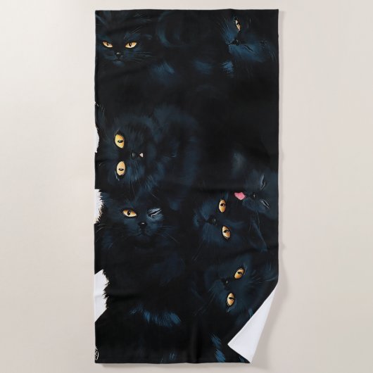 Black Cat Cuddle Strandlaken (Voorkant)
