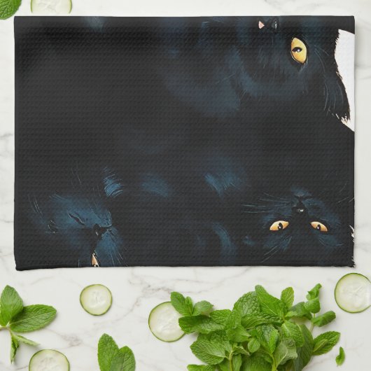 Black Cat Cuddle Theedoek (Gevouwen)