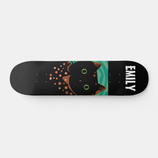 BLACK CAT CUSTOM gepersonaliseerd skateboard (Horizontaal)