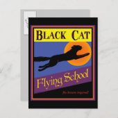 Black Cat Custom Halloween Invitation Briefkaart (Voorkant / Achterkant)