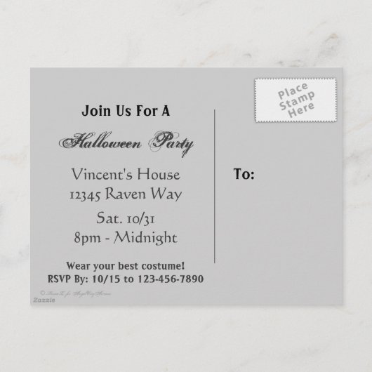 Black Cat Custom Halloween Invitation Briefkaart (Achterkant)