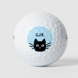 Black Cat Custom Name Grappig Pieking Cat Golfballen