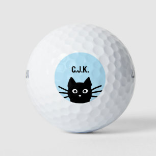 Black Cat Custom Name Grappig Pieking Cat Golfballen