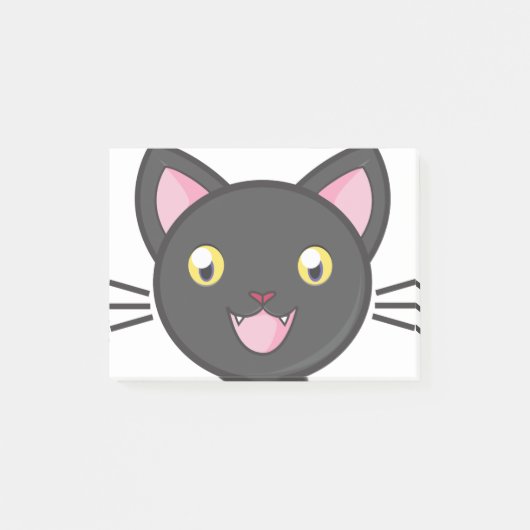 Black Cat Cute Kat Schattig Animals Cartoon Cat. Post-it® Notes (Voorkant)