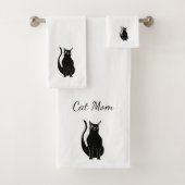 Black Cat Cute Winking Kat Cartoon Bad Handdoek (Insitu)