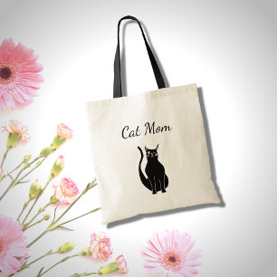 Black Cat Cute Winking Kat Cartoon Tote Bag