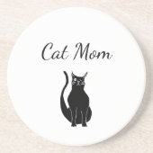 Black Cat Cute Winking Kat Cartoon Zandsteen Onderzetter (Voorkant)