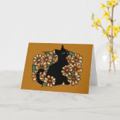 Black Cat Daisy Natuur Cats Art Kaart (Gele Bloem)
