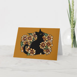Black Cat Daisy Natuur Cats Art Kaart