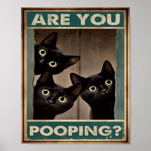 Black Cat Decor Wall Poster ben je aan het poepen
