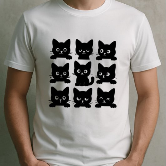 Black Cat Design Elegante en speelse kunst voor ka T-shirt