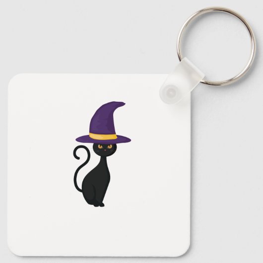 Black Cat Design | Halloween | Cat Lovers Sleutelh Sleutelhanger (Achterkant)