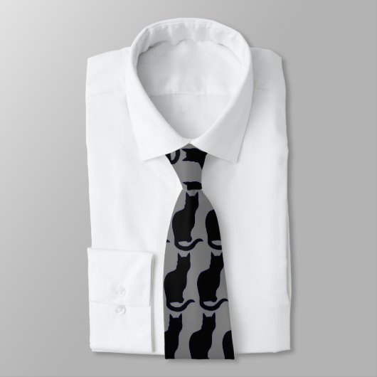 Black Cat Design Necktie Stropdas (Gebonden)