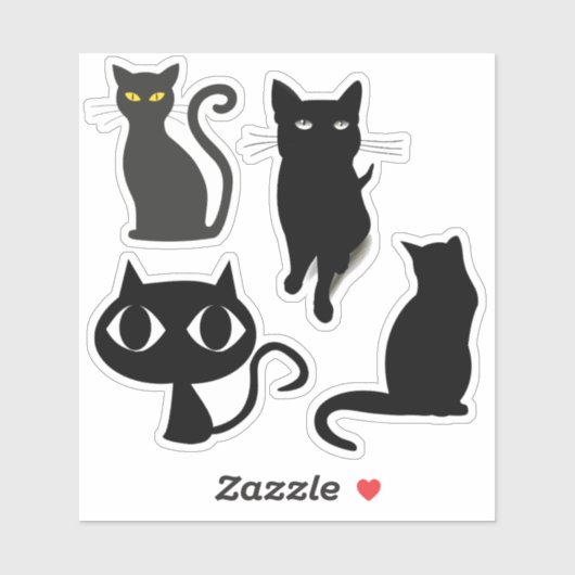 BLACK CAT DIE CUT STICKER COLLECTIE (Vel)