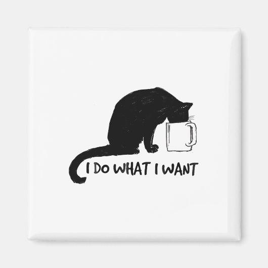 Black Cat Do What I Want Red Cup Funny My Cat Magneet (Voorkant)