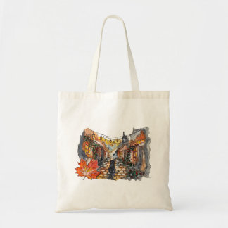 Black Cat Dorpsweg Halloween Aquarel Tote Bag