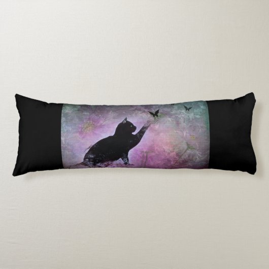 Black Cat Dreams Lichaamskussen (Voorkant)