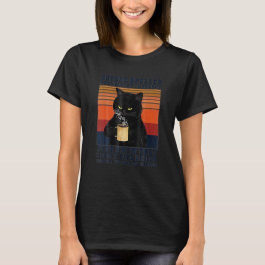 Black Cat Drink Coffee met rugleuning is Eeffo T-shirt (Voorkant)