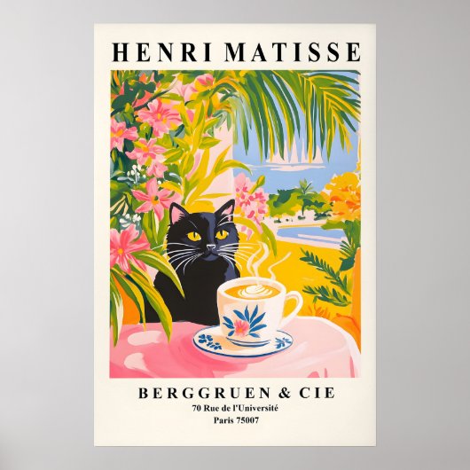 Black Cat Drinking Coffee Poster Henri Matisse (Voorkant)