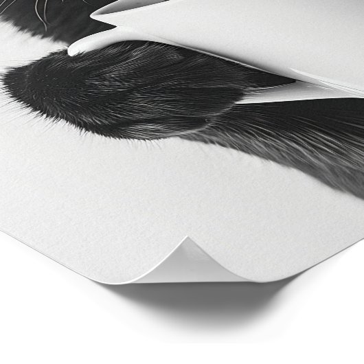 Black Cat Drinking Coffee Wall Art, Black and Whit Poster (Hoek)