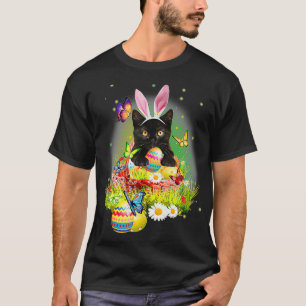 Black Cat Easter Day Bunny Eggs Costume Gift Manne T-shirt