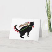 Black Cat, Eekhoorn en Bells Vakantie Kaart (Voorkant)