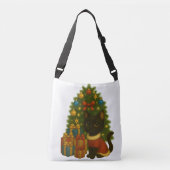 “Black Cat Emi and the Christmas Tree” Crossbody Tas (Voorkant)