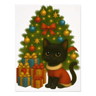 “Black Cat Emi and the Christmas Tree” Foto Afdruk