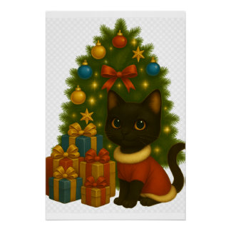 “Black Cat Emi and the Christmas Tree” Perfect Poster