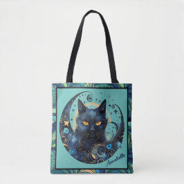 Black Cat en Celestial Moon Canvas tas