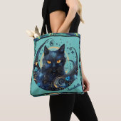 Black Cat en Celestial Moon Canvas tas (Dichtbij)