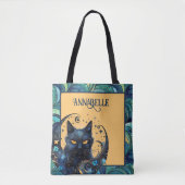 Black Cat en Celestial Moon Canvas tas (Voorkant)